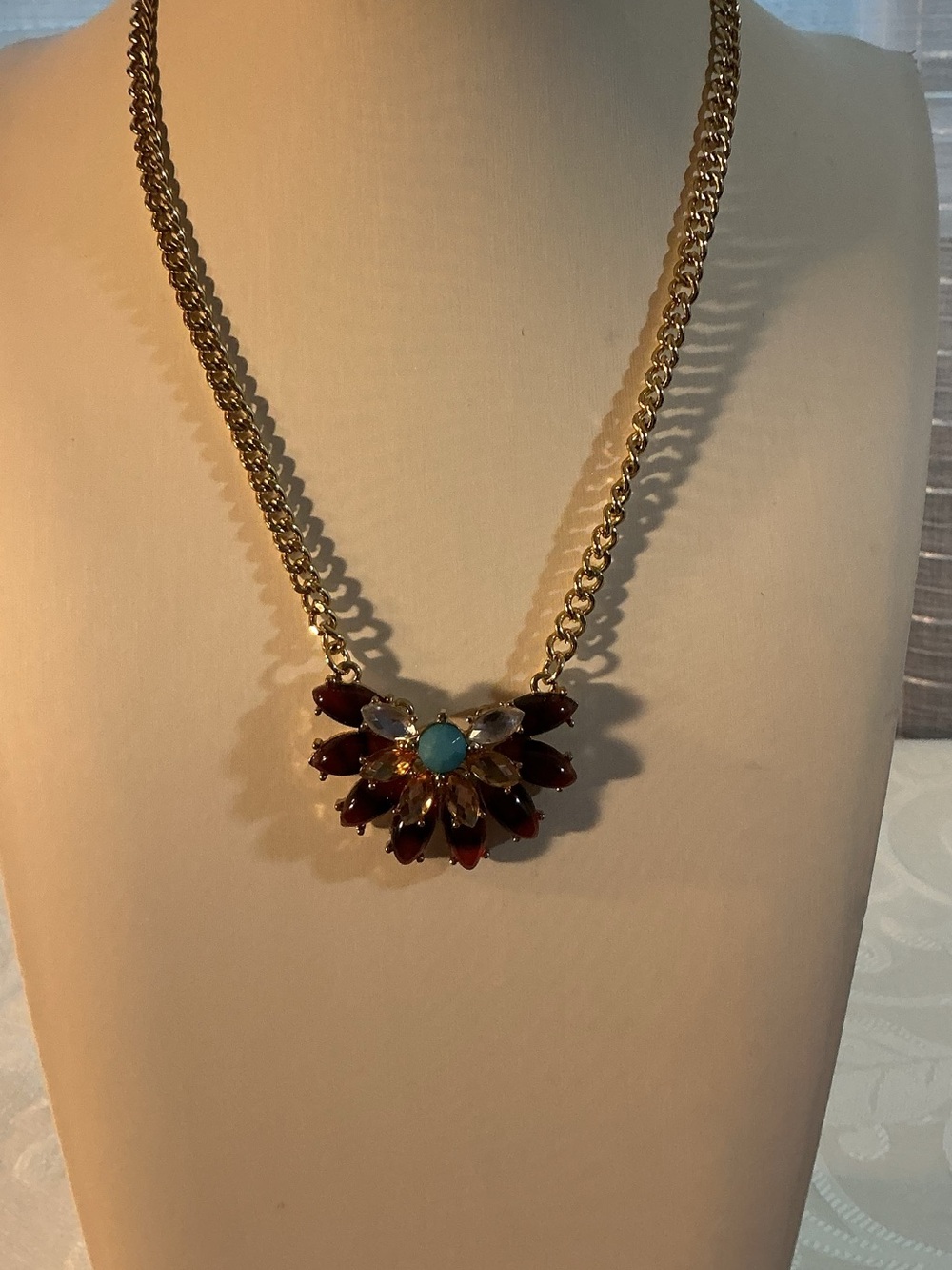 Olivia Welles Amber and Turquoise Acrylic Gold Tone Necklace